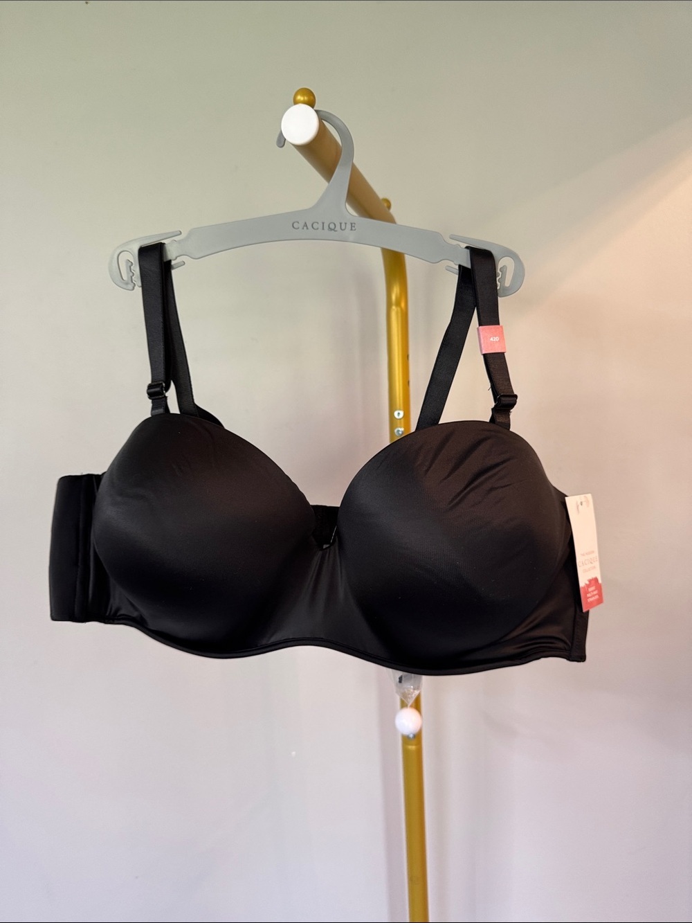 Cacique Black multi way Strapless Convertible T-Shirt Bra NWT 42D